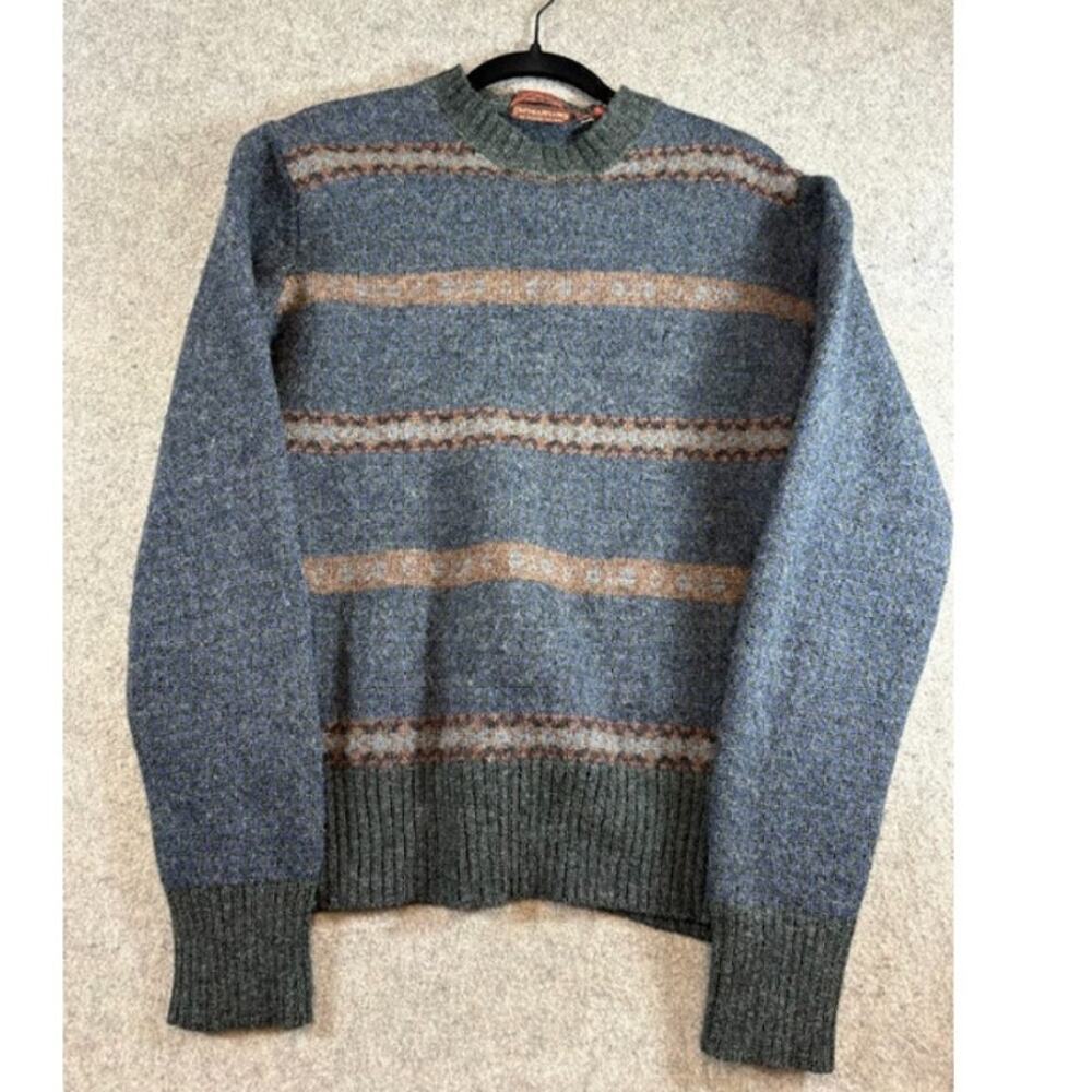 VTG Chaps Ralph Lauren Shetland Wool Sweater Men M Fair Isle Crewneck Preppy 90s